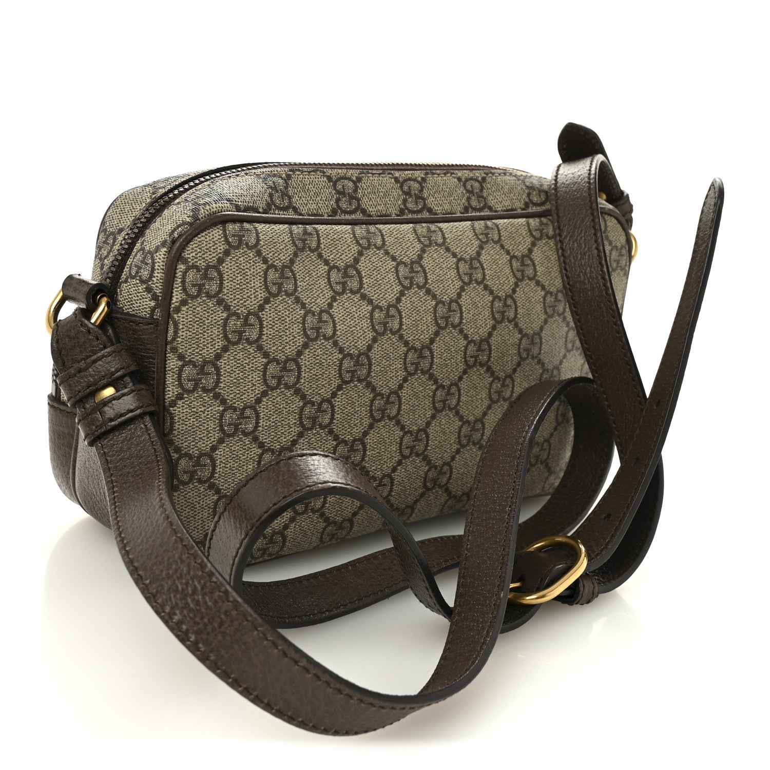 Gucci GG Supreme Monogram Textured Dollar Calfskin Web Small Ophidia Convertible Shoulder Bag Beige Ebony New Acero 3 of 14