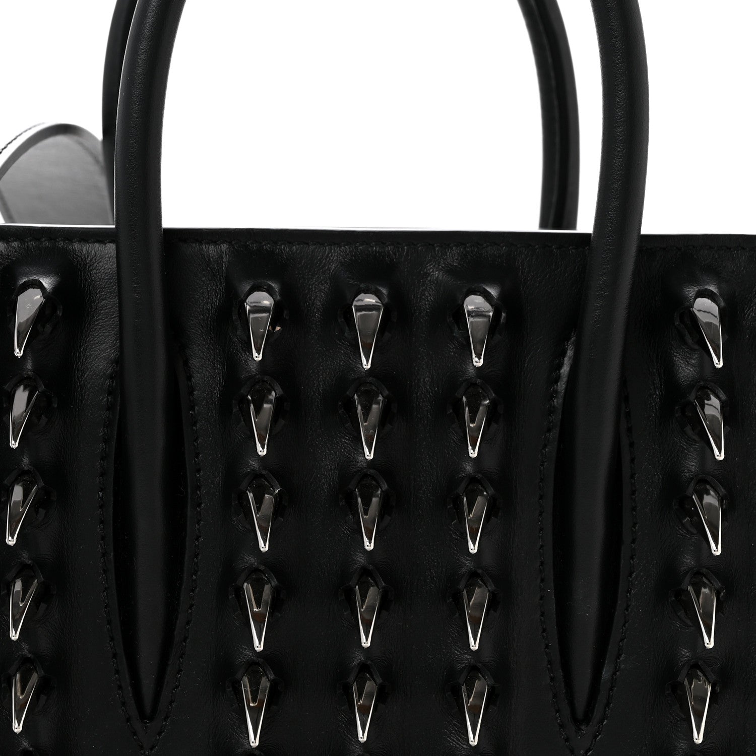 Christian Louboutin Calfskin Paris Spikes Claw Mini Paloma  Black Silver 8 of 11