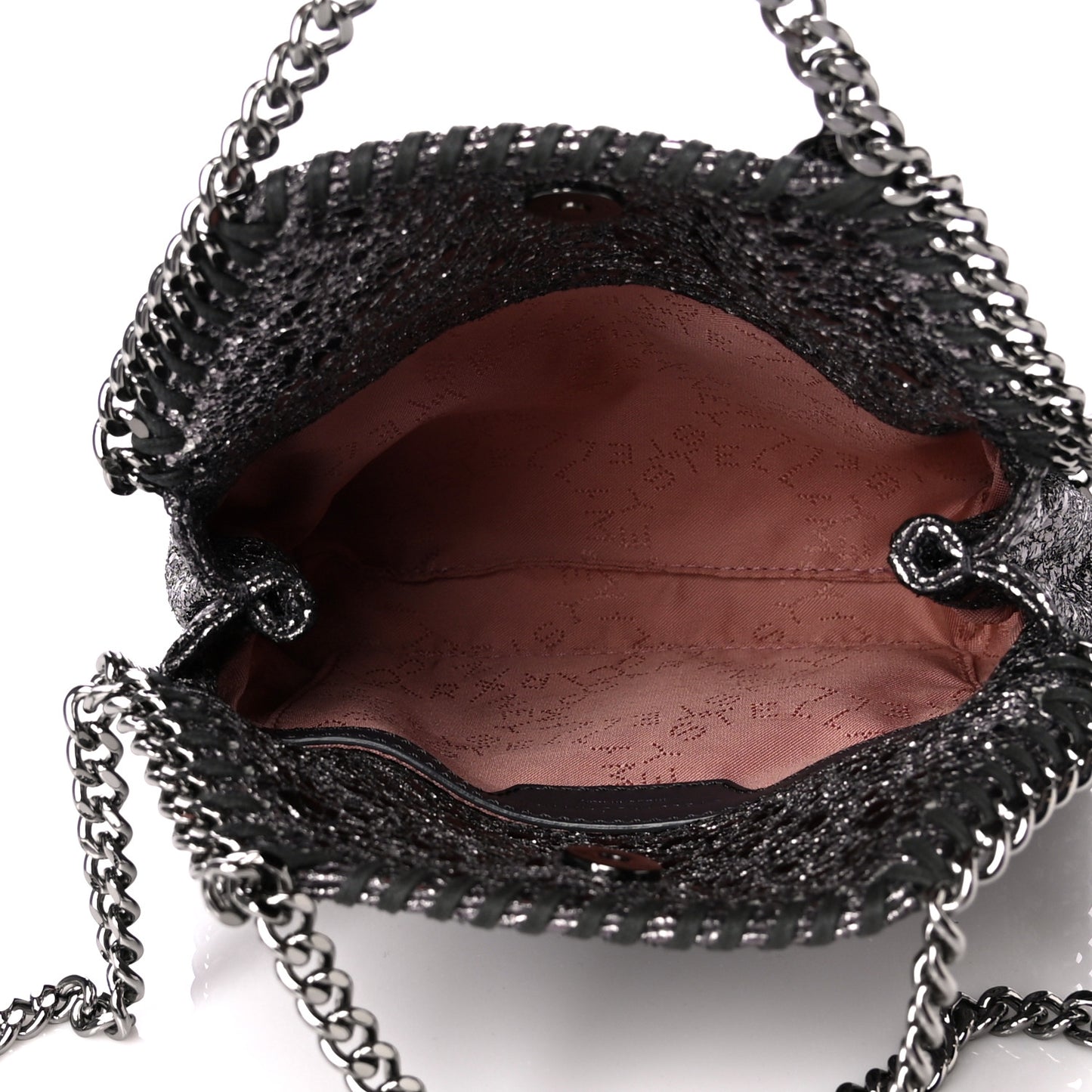 Metallic Crackle Tiny Falabella Tote Ruthenium