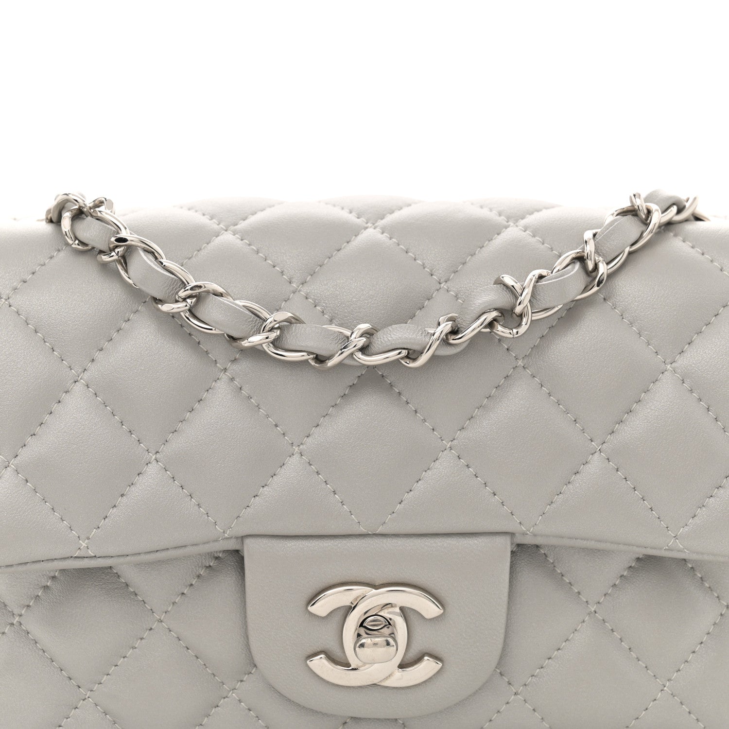 Chanel Metallic Lambskin Quilted Mini Rectangular Flap Silver 8 of 11
