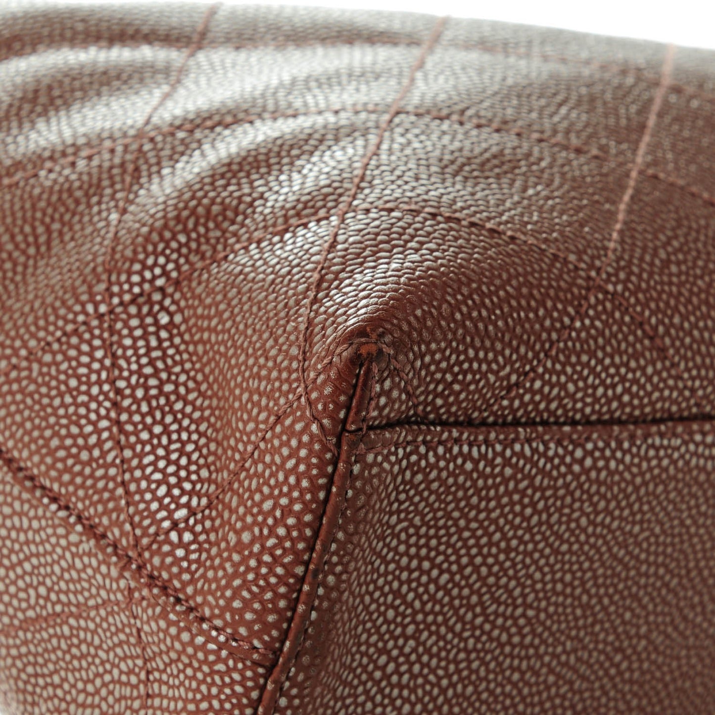 Metallic Caviar Quilted Shoulder Bag Brown