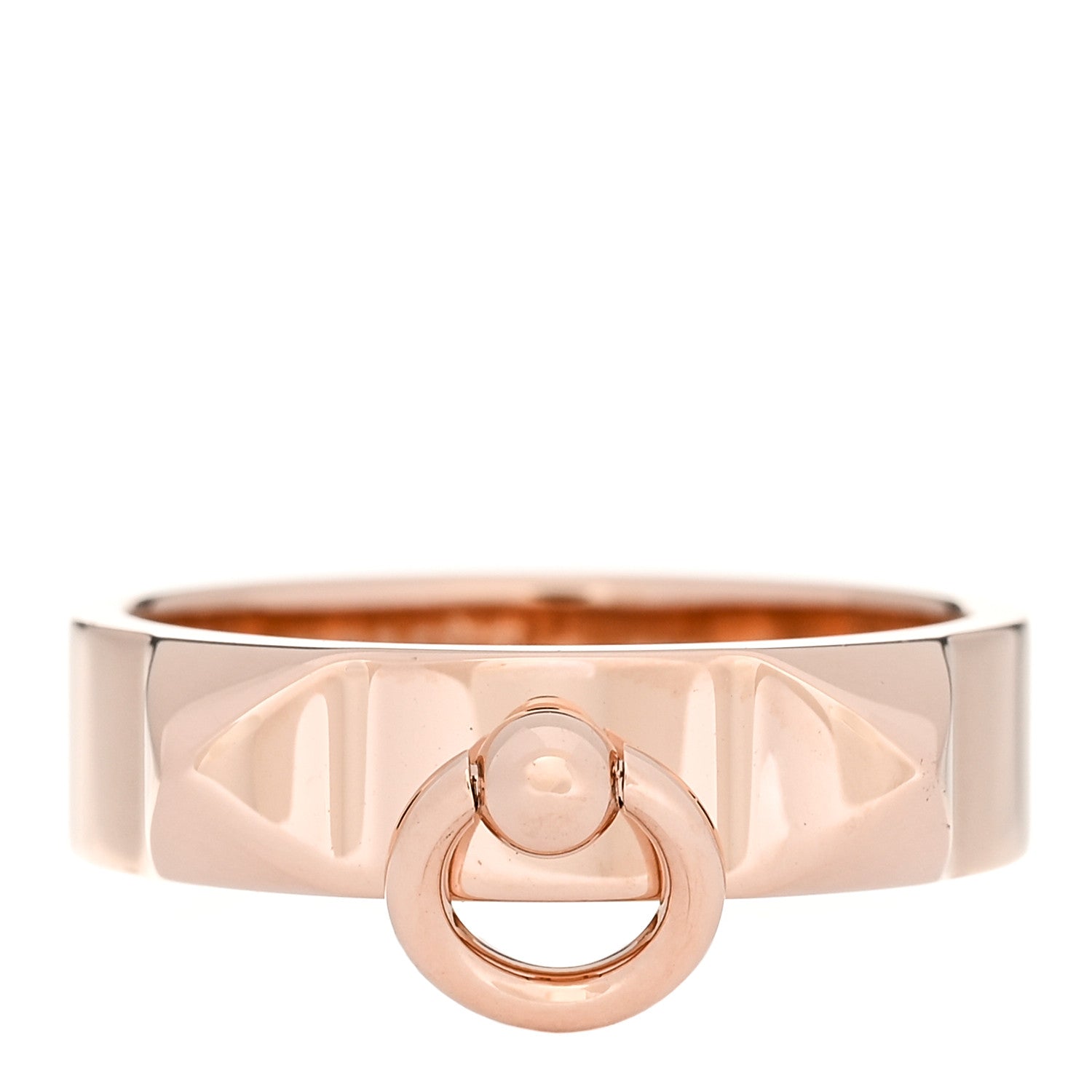 Hermes 18K Rose Gold PM Collier De Chien Ring 53 6.5 1 of 4