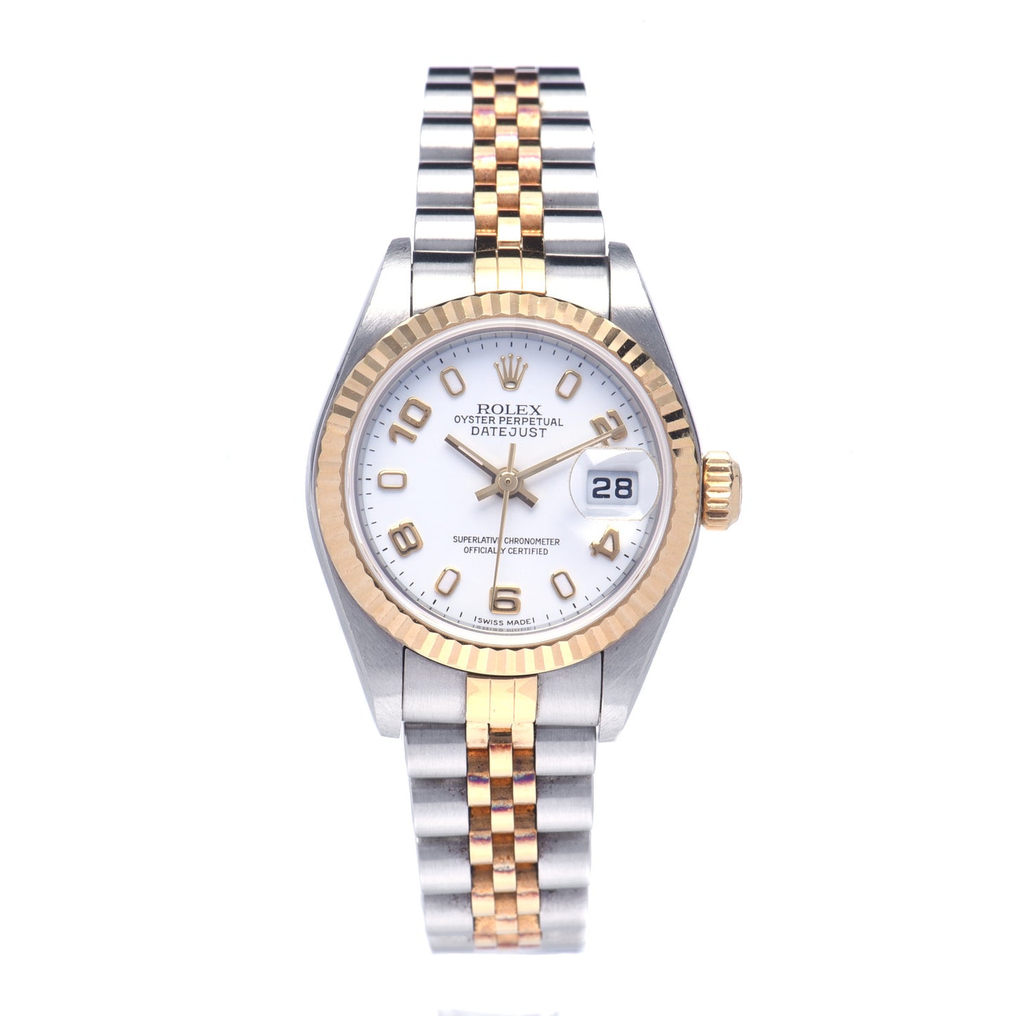 Stainless Steel 18K Yellow Gold 26mm Oyster Perpetual Datejust Watch White 79173
