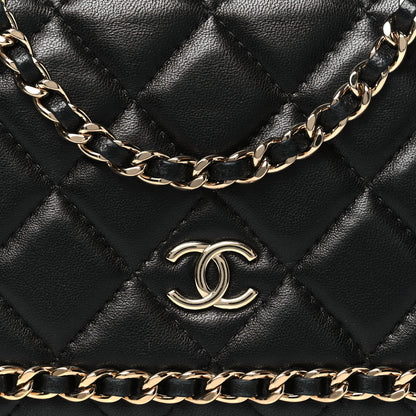 Chanel Lambskin Quilted Chain Around Wallet On Chain WOC Black 9 of 11