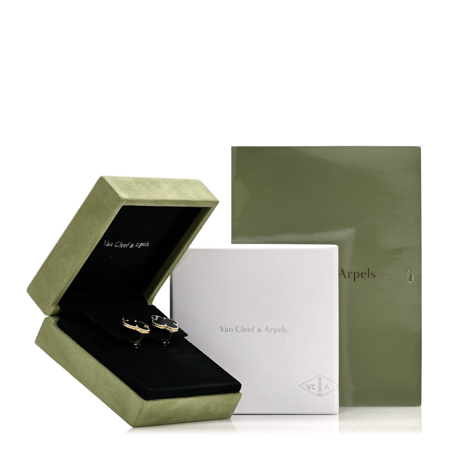 Van Cleef & Arpels 18K Yellow Gold Black Onyx Magic Alhambra Earrings 5 of 5