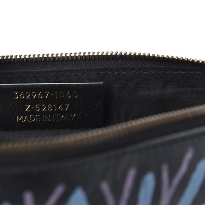 Balenciaga Agneau Classic Hardware Graffiti Small Pouch Black Multicolor 8 of 8