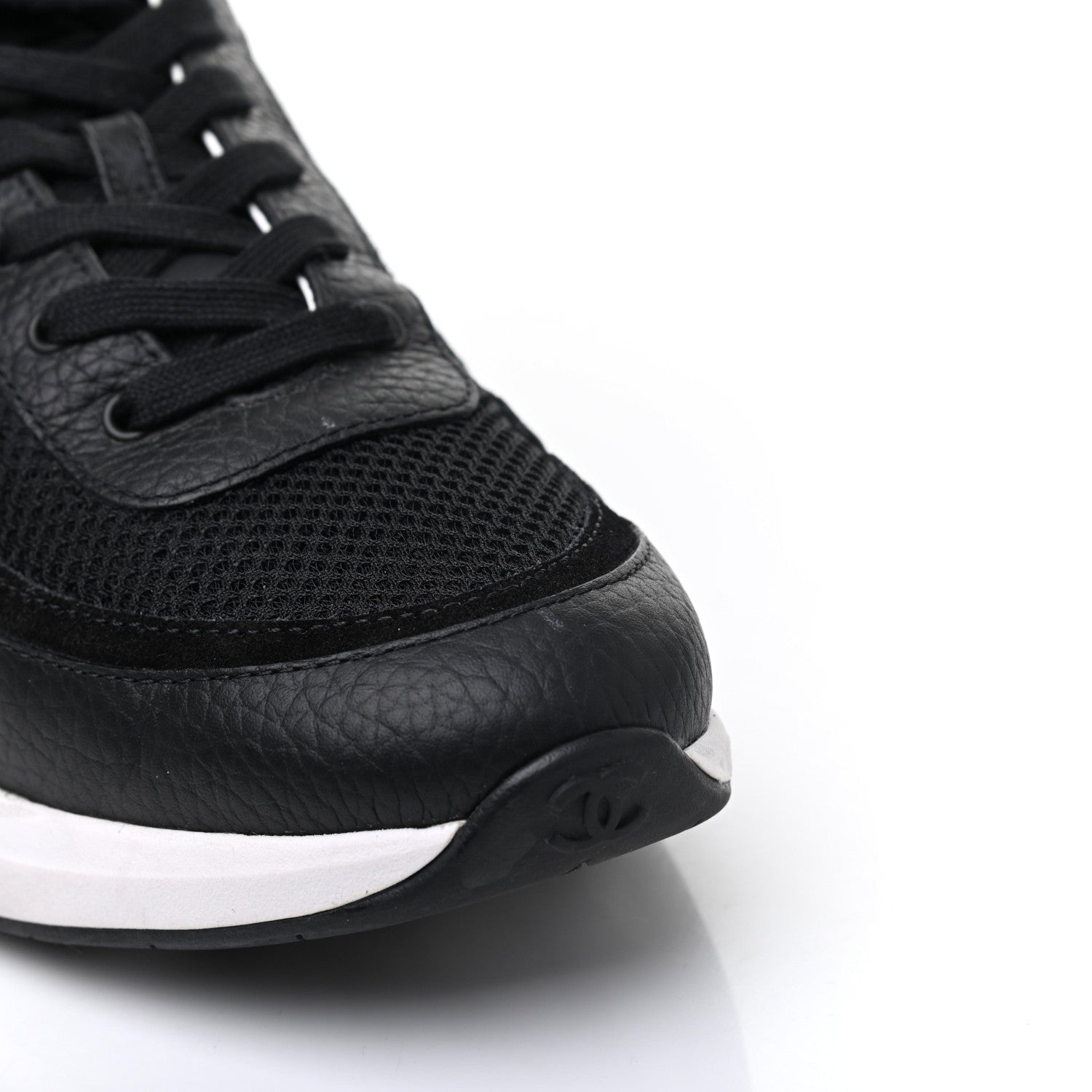 Chanel Calfskin Mesh Lycra Suede Womens Logo Sneakers 41.5 Black 13 of 16