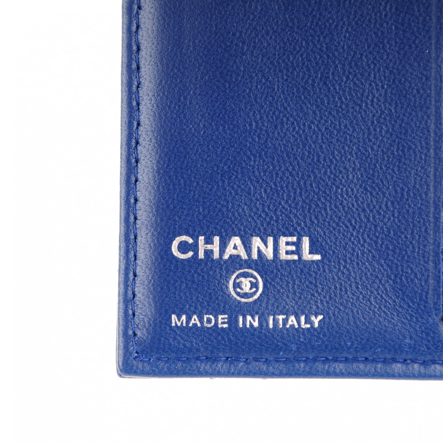 Lambskin Quilted Card Holder Wallet Dark Blue