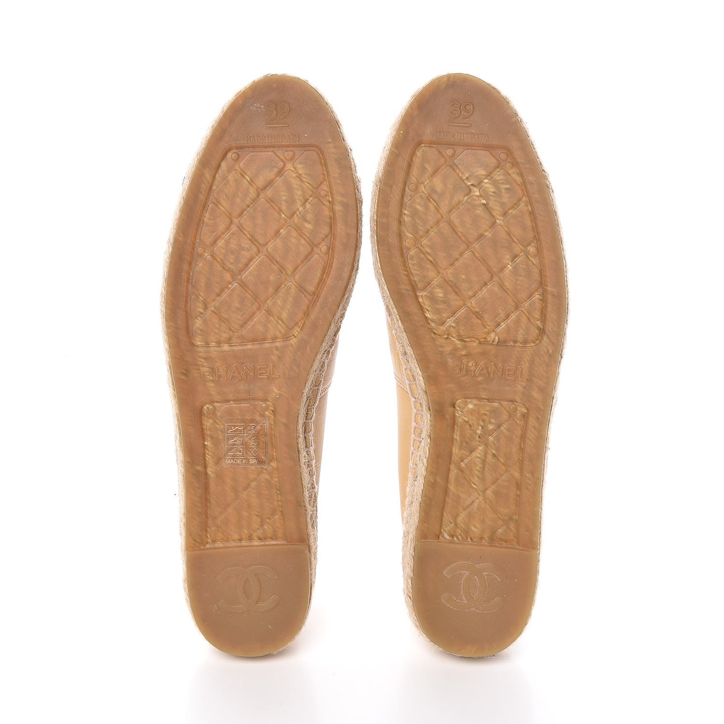 Lambskin Camellia CC Espadrilles 39 Beige Black