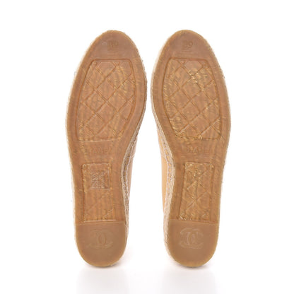 Chanel Lambskin Camellia CC Espadrilles 39 Beige Black 5 of 11