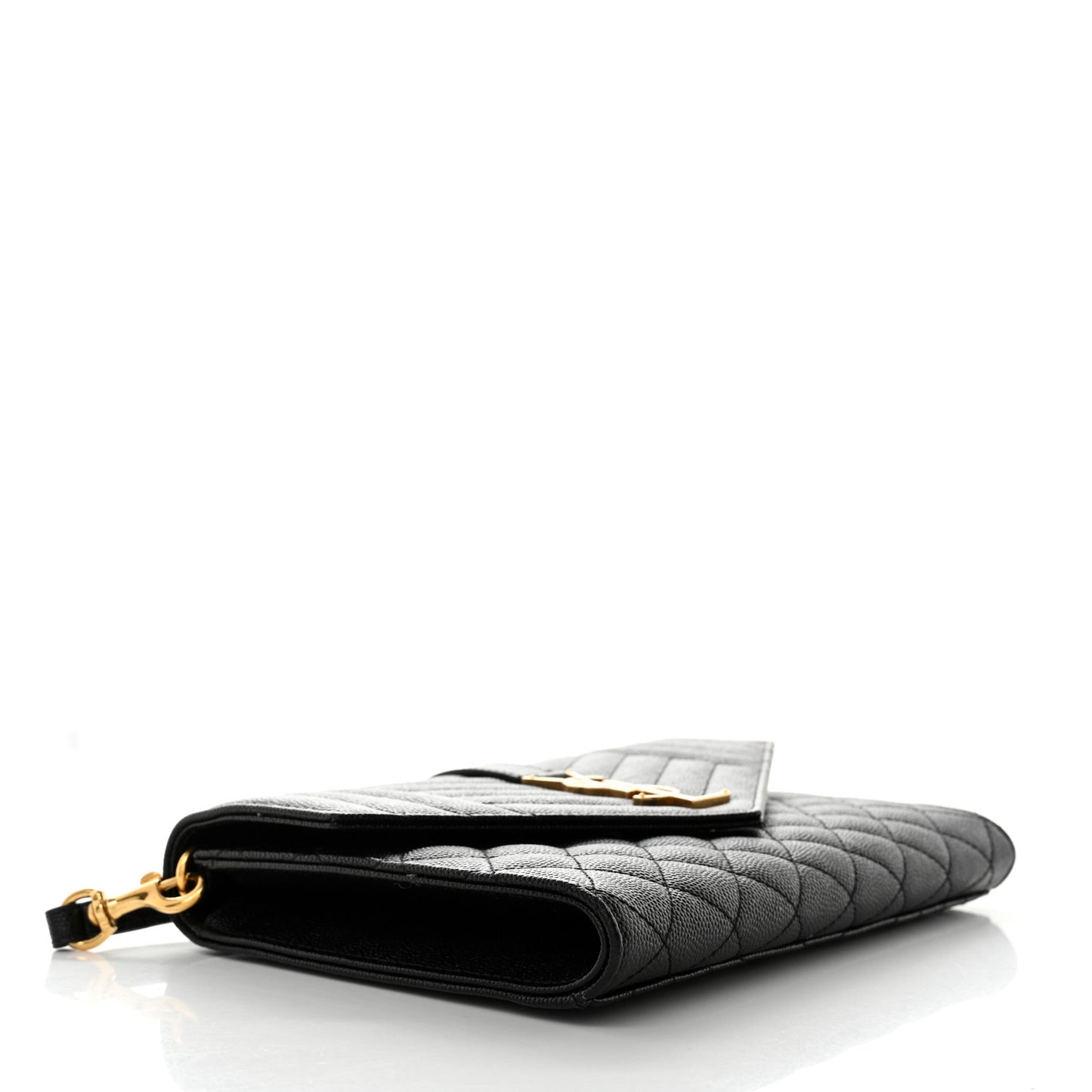 Grain De Poudre Textured Mixed Matelasse Triquilt Monogram Clutch Black