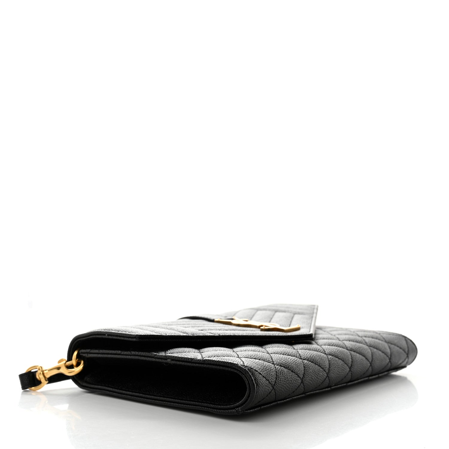 Saint Laurent Grain De Poudre Textured Mixed Matelasse Triquilt Monogram Clutch Black 4 of 8
