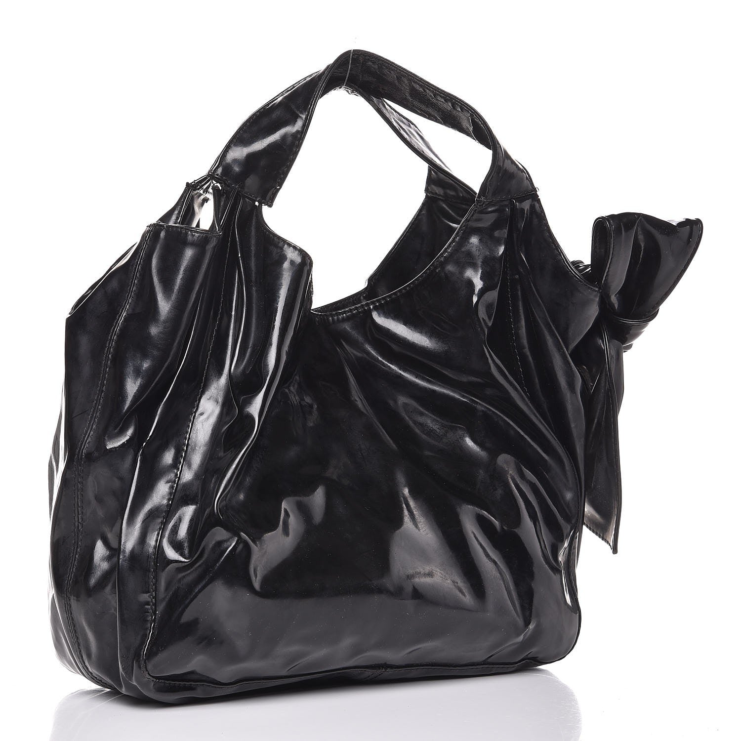 Valentino Garavani Patent Lacca Small Nuage Bow Hobo Black 3 of 13