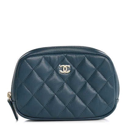 Chanel Caviar Quilted Small Curvy Pouch Cosmetic Case Blue 1 of 8