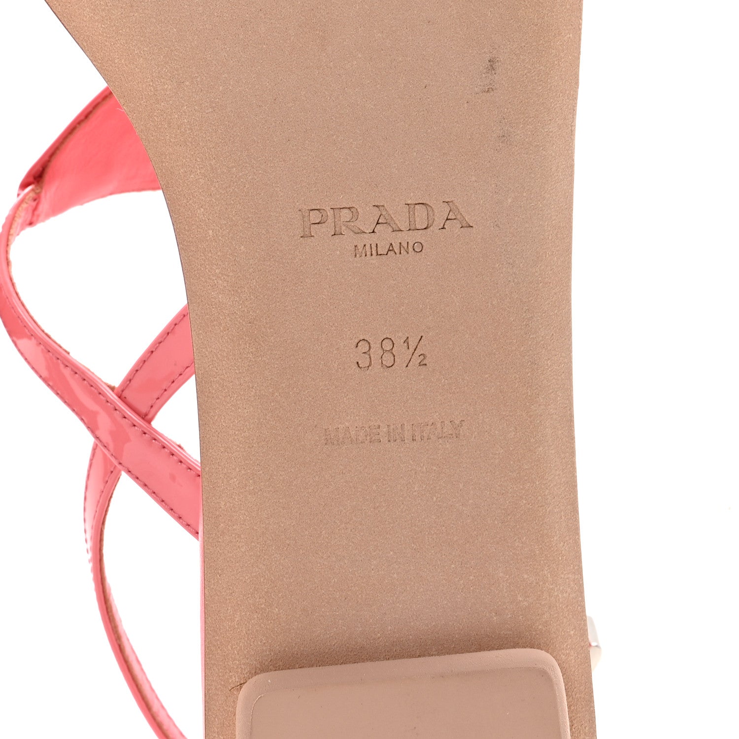Prada Vernice Metal Triangle Logo Slingback Flat Thong Sandals 38.5 Petalo 7 of 8