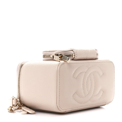 Chanel Caviar Quilted Top Handle Pocket Vanity Case Beige 4 of 13