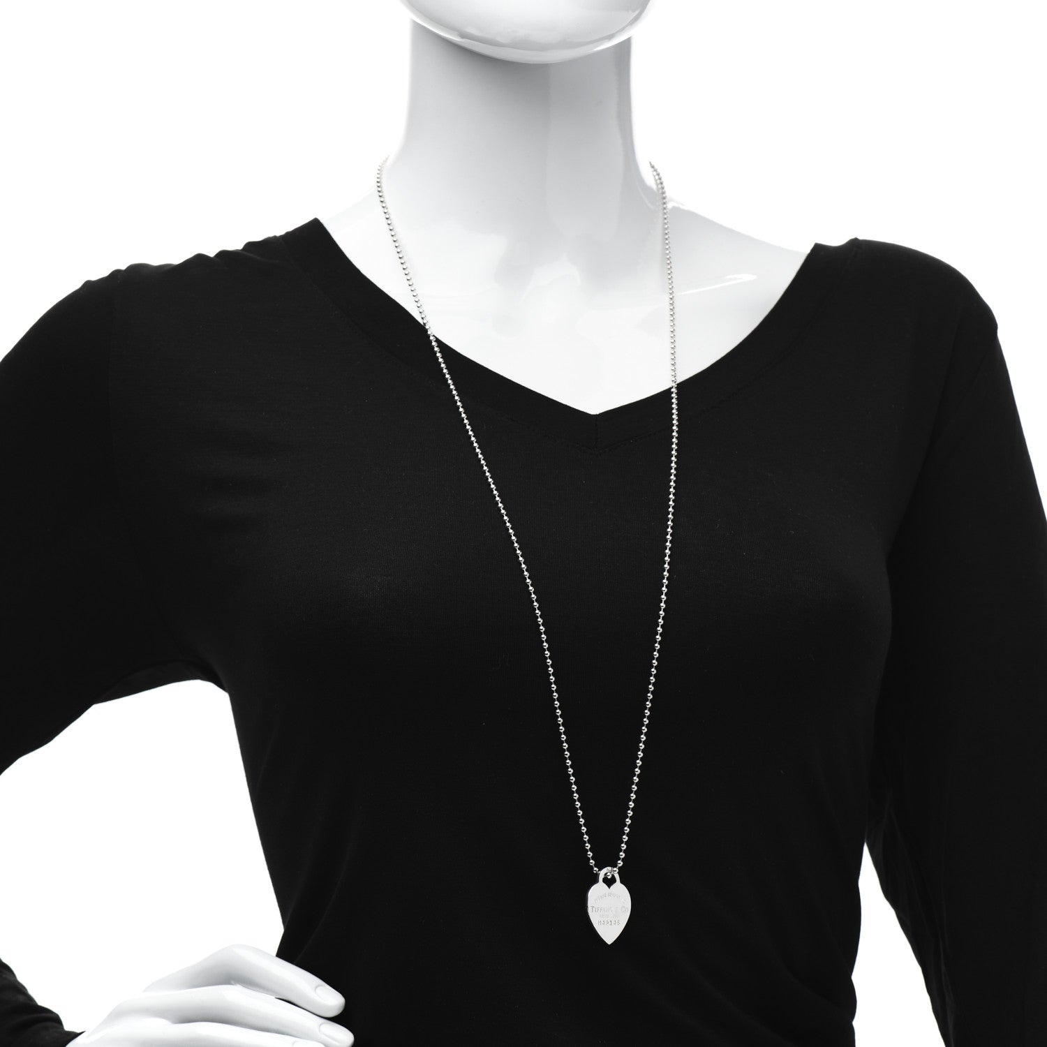 Tiffany Sterling Silver Long Return to Tiffany Heart Pendant Necklace 2 of 5