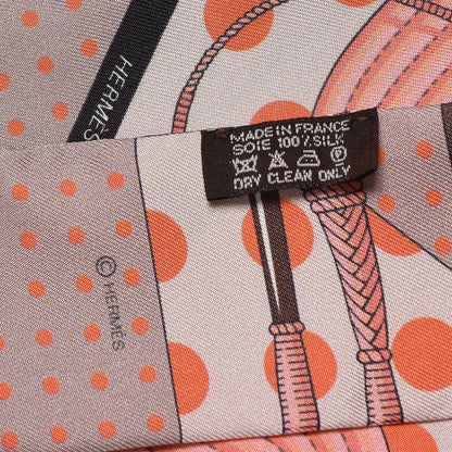 Hermes Silk Clic Clac a Pois Twilly Rose Nacre Marron Corail 4 of 4