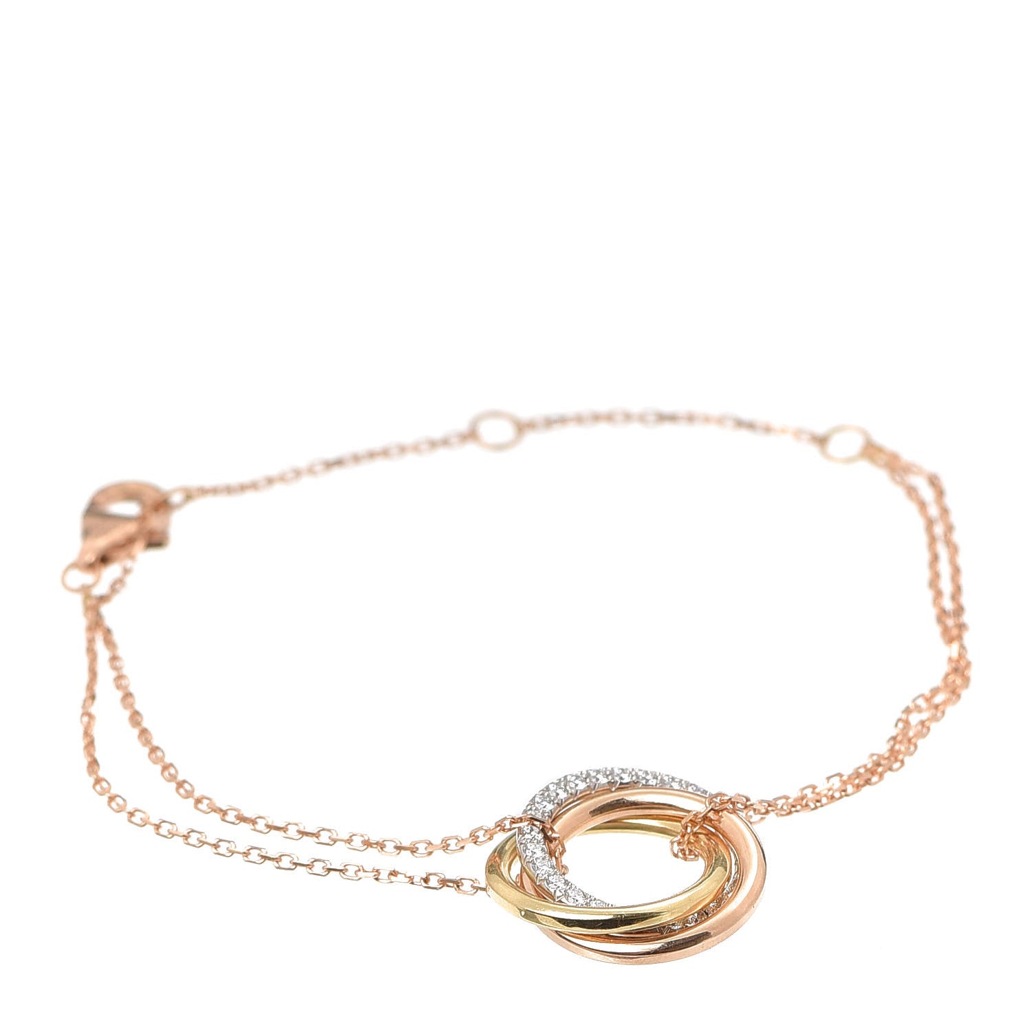 Cartier 18K Pink Yellow White Gold Diamond Trinity Bracelet 1 of 8