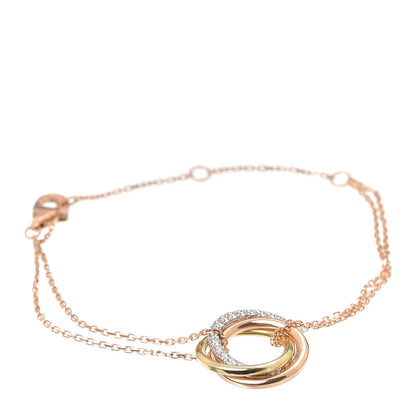 Cartier 18K Pink Yellow White Gold Diamond Trinity Bracelet 1 of 8
