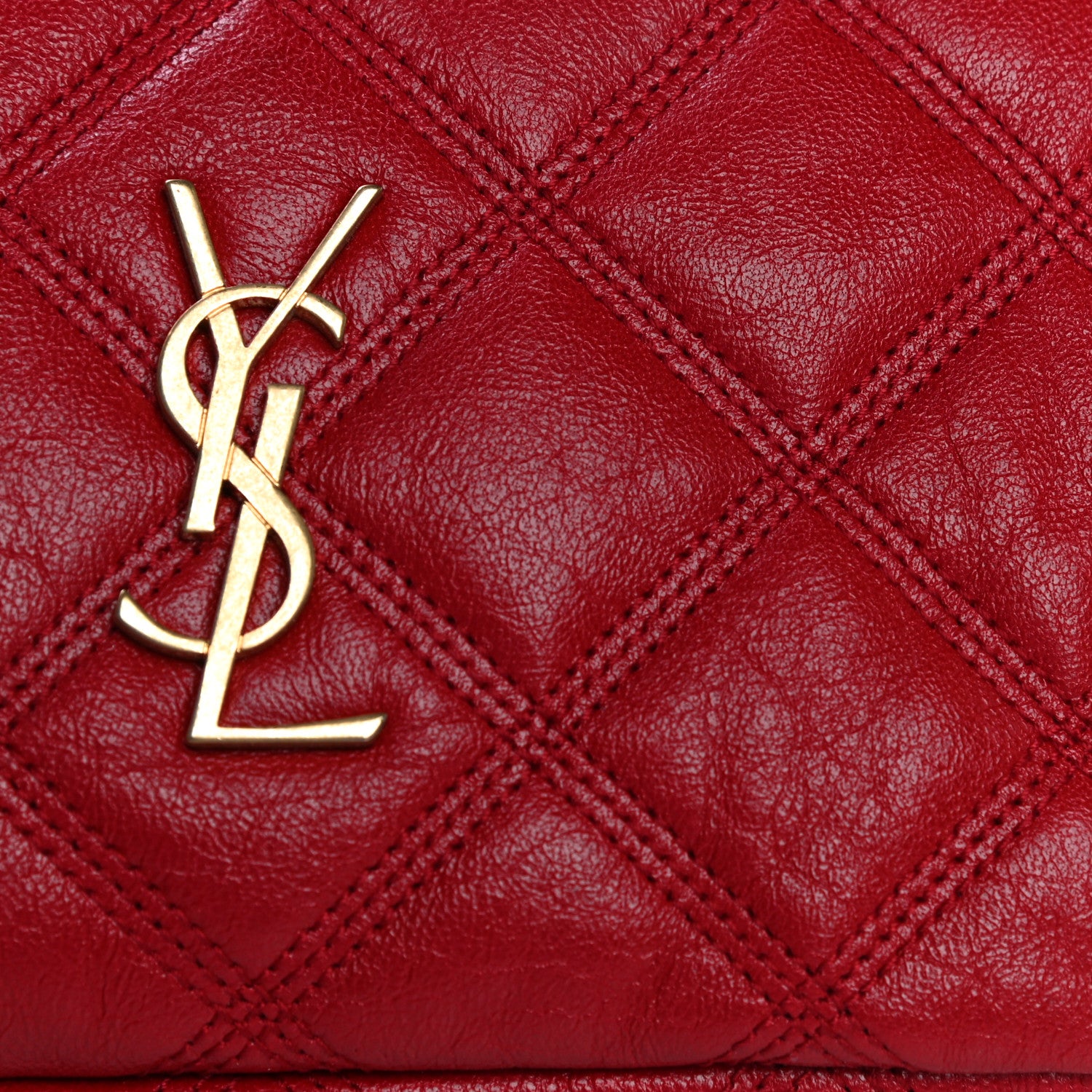 Saint Laurent Grained Lambskin Quilted Mini Becky Double Zip Bag Rouge Eros 13 of 15
