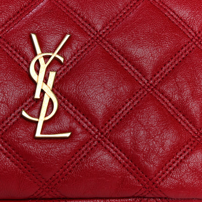 Saint Laurent Grained Lambskin Quilted Mini Becky Double Zip Bag Rouge Eros 13 of 15