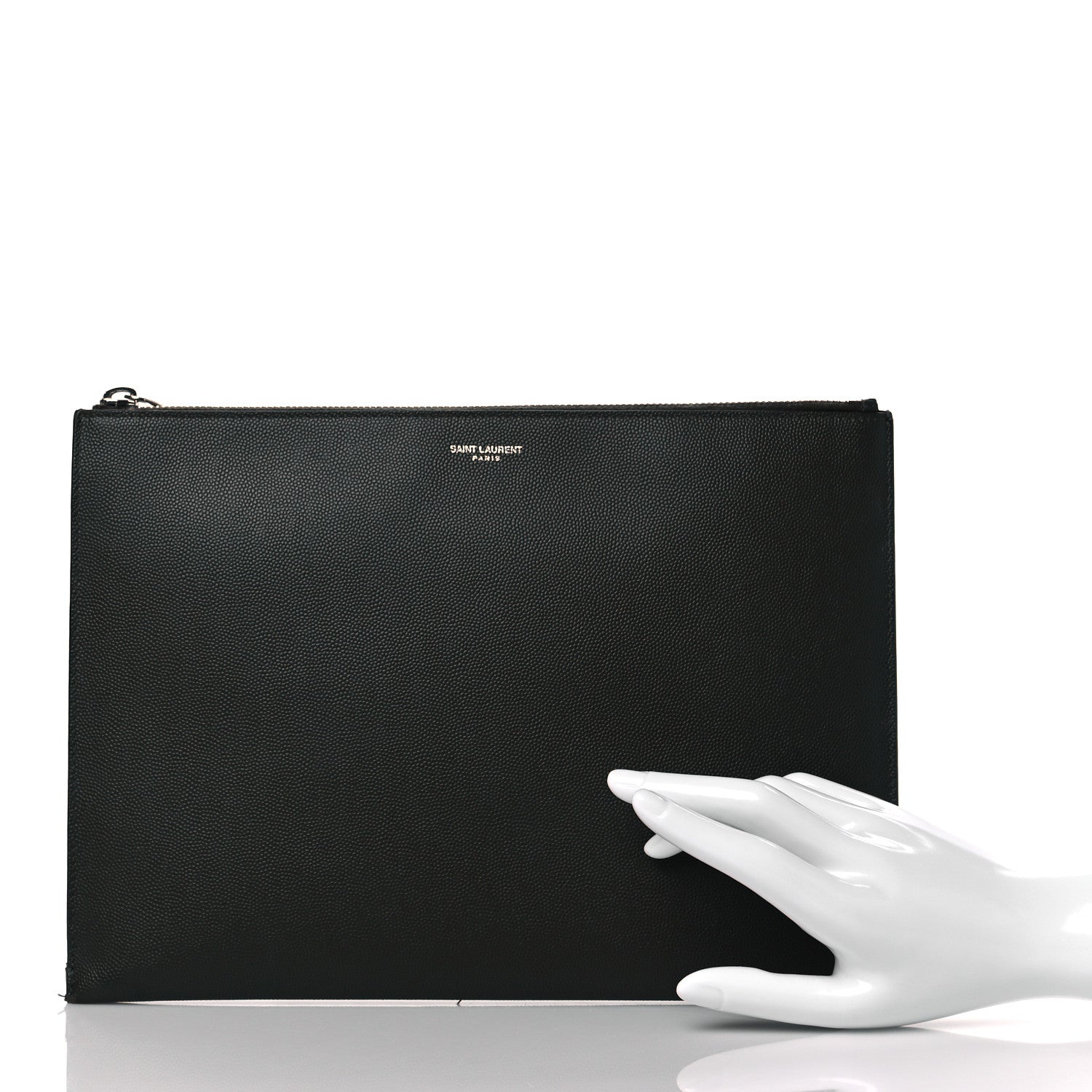 Saint Laurent Grain De Poudre Zipped Tablet Holder Khaki 2 of 9