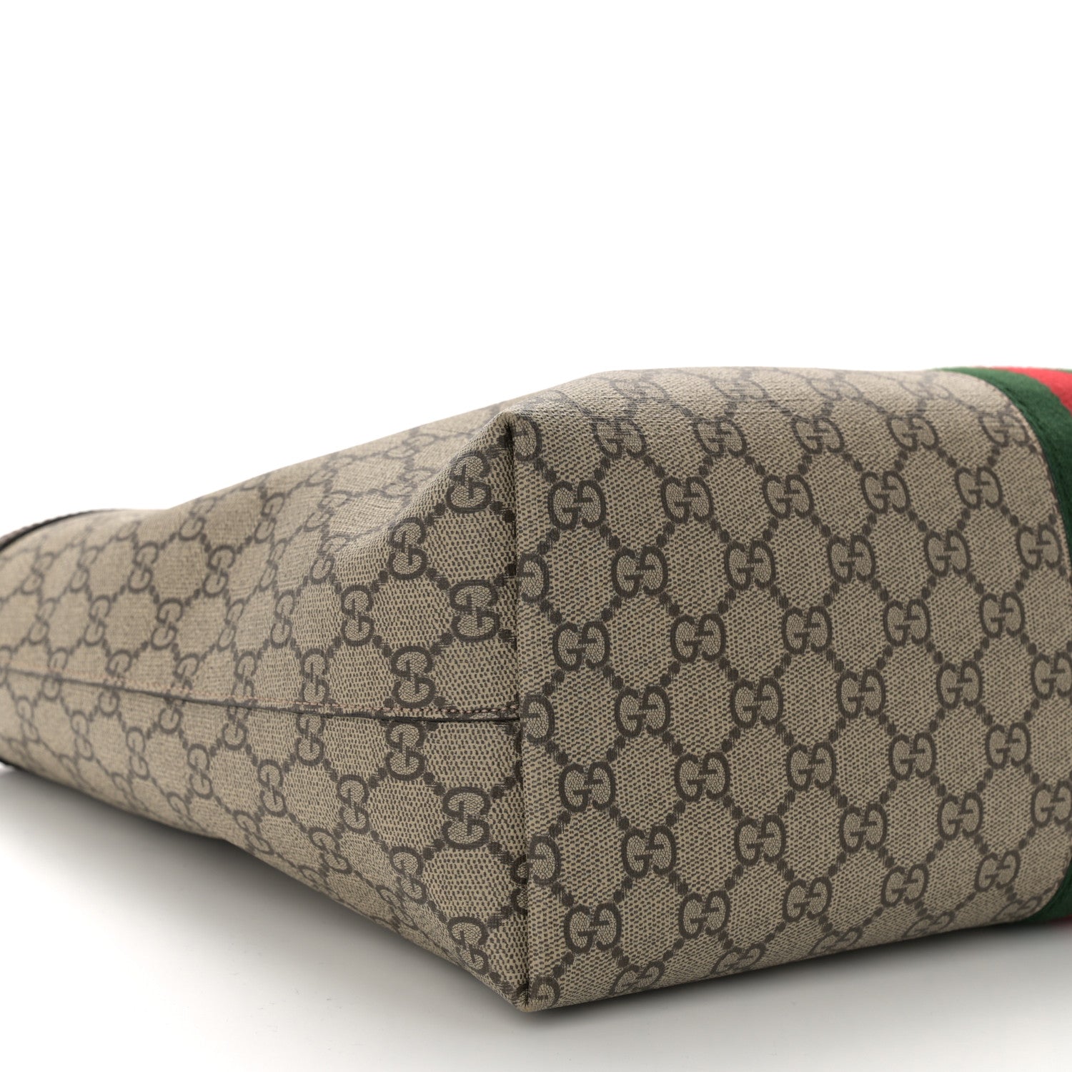 Gucci GG Supreme Monogram Textured Calfskin Web Medium Ophidia Shopping Tote Beige Ebony New Acero 9 of 10