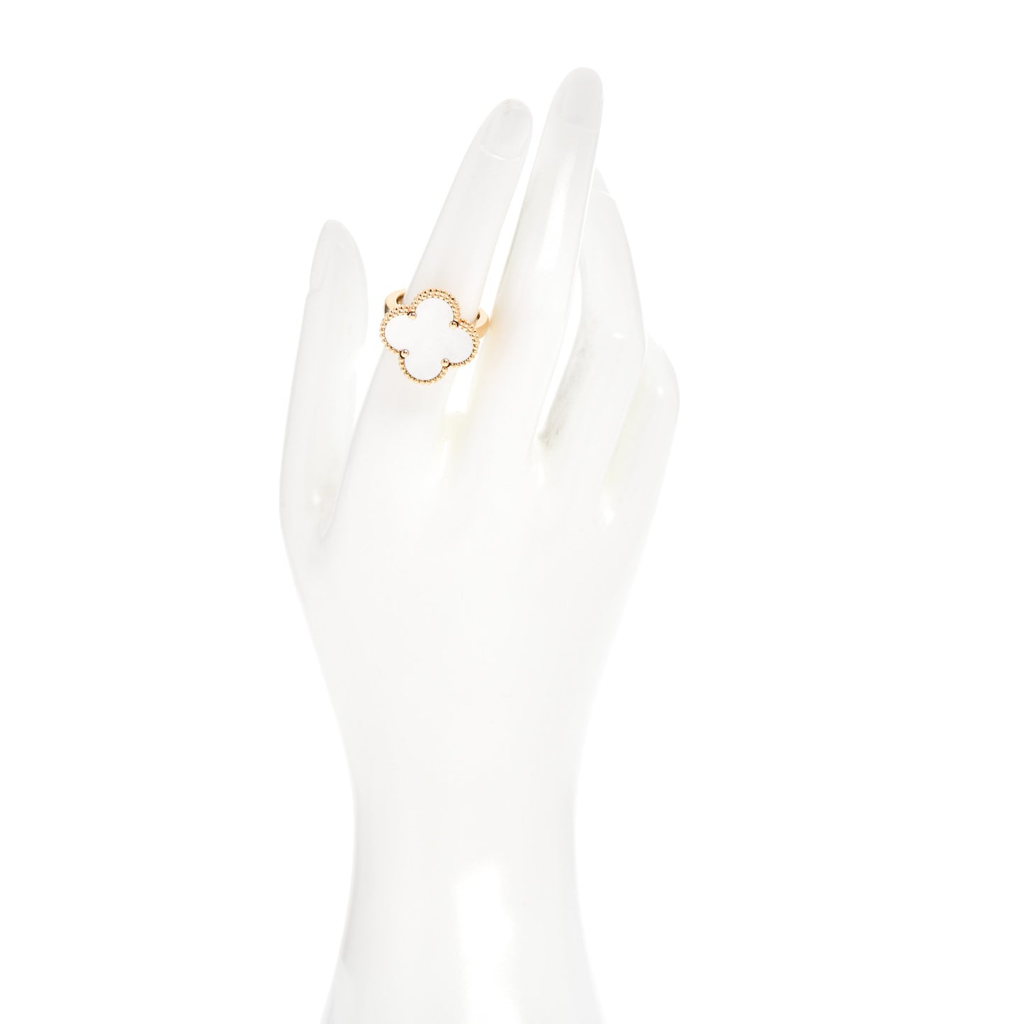 18K Yellow Gold Mother of Pearl Magic Alhambra Ring 54 6.75
