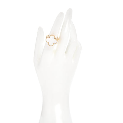 Van Cleef & Arpels 18K Yellow Gold Mother of Pearl Magic Alhambra Ring 54 6.75 2 of 6