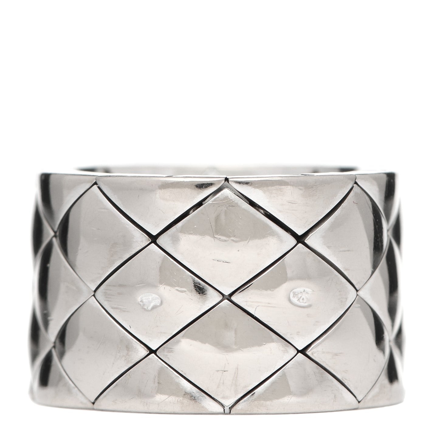 18K White Gold Large Matelasse Ring 53 6.25