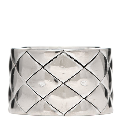 Chanel 18K White Gold Large Matelasse Ring 53 6.25 3 of 6