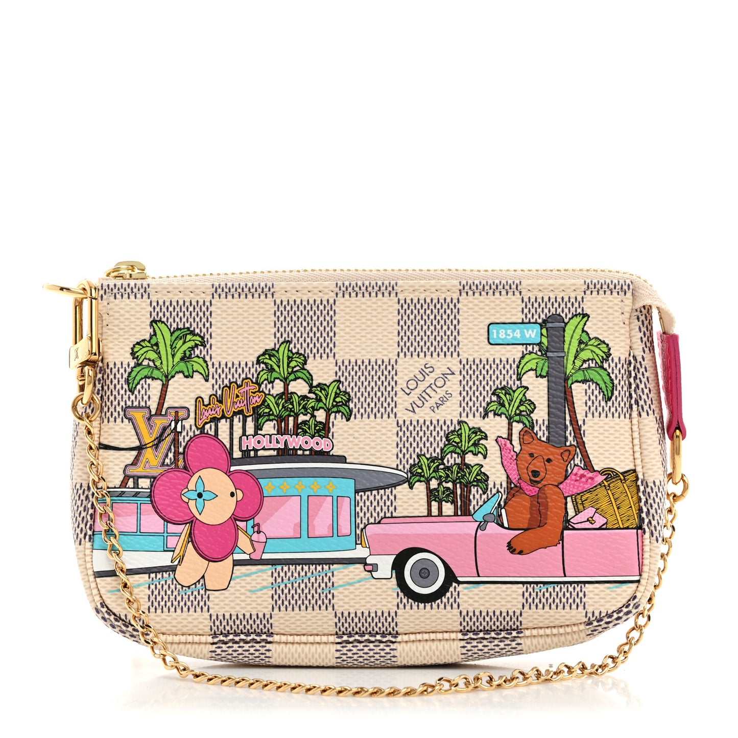Damier Azur 2021 Christmas Animation Hollywood Mini Pochette Accessories Fuchsia