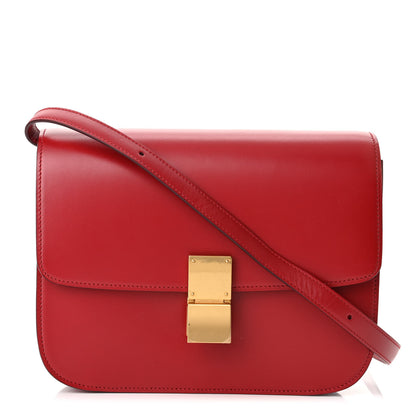 Celine Box Calfskin Medium Classic Box Flap Bag Red 1 of 10
