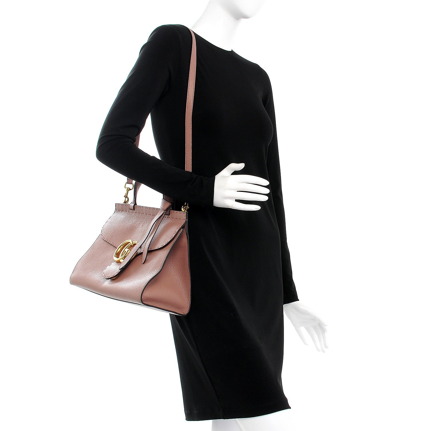Gucci Calfskin Small GG Marmont Top Handle Bag Rosy Phard 2 of 7
