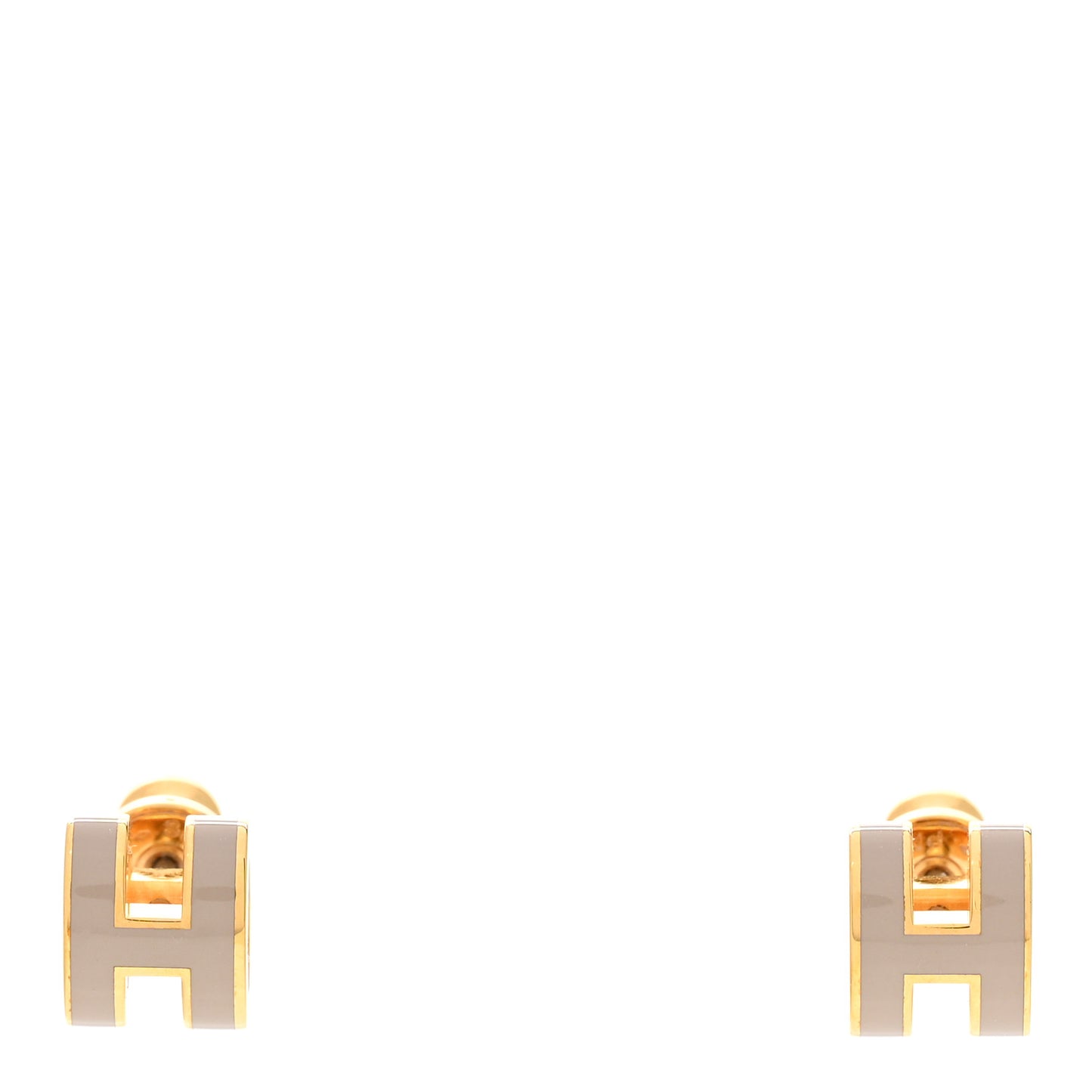 Gold Lacquered Mini Pop H Earrings Marron Glace