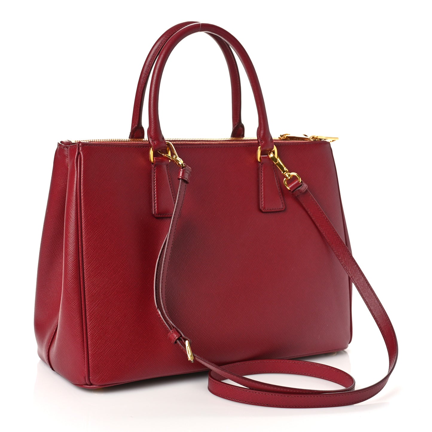 Saffiano Lux Galleria Front Pocket Tote Cerise Papaya