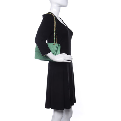 Chanel Caviar Quilted Medium Sweet Classic Flap Green 2 of 10