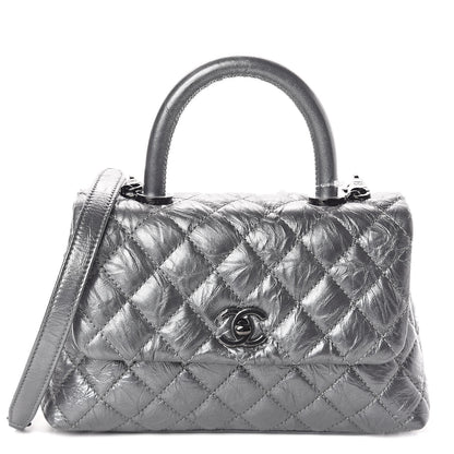 Chanel Metallic Aged Calfskin Quilted Mini Coco Handle Flap Charcoal 1 of 9