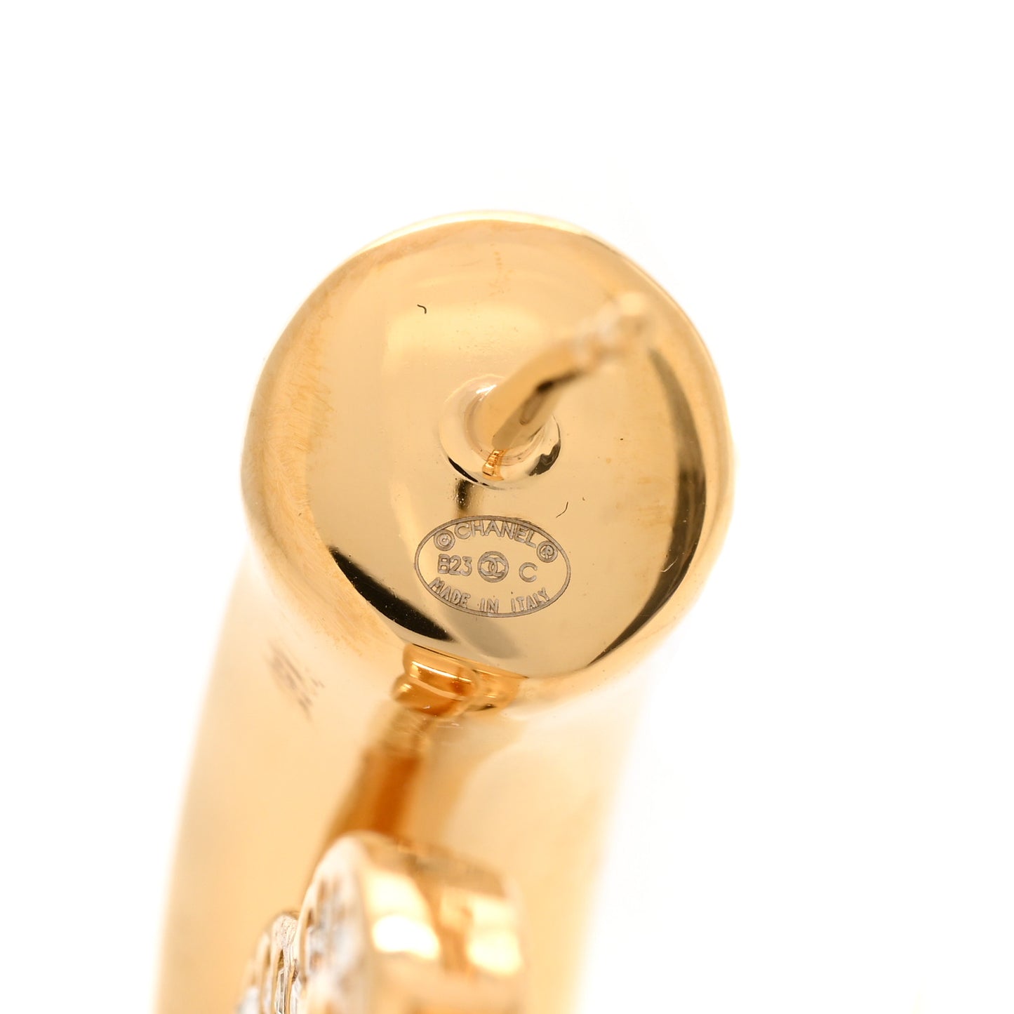 Resin Crystal CC Hoop Earrings Gold Black