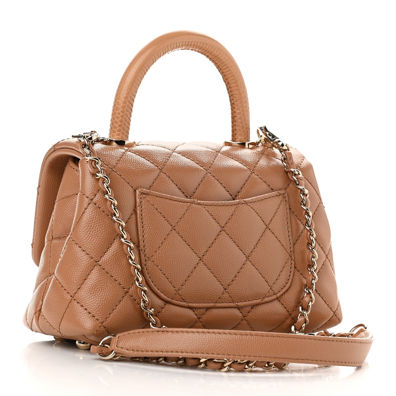Chanel Caviar Lizard Embossed Quilted Extra Mini Coco Handle Flap Brown 3 of 10