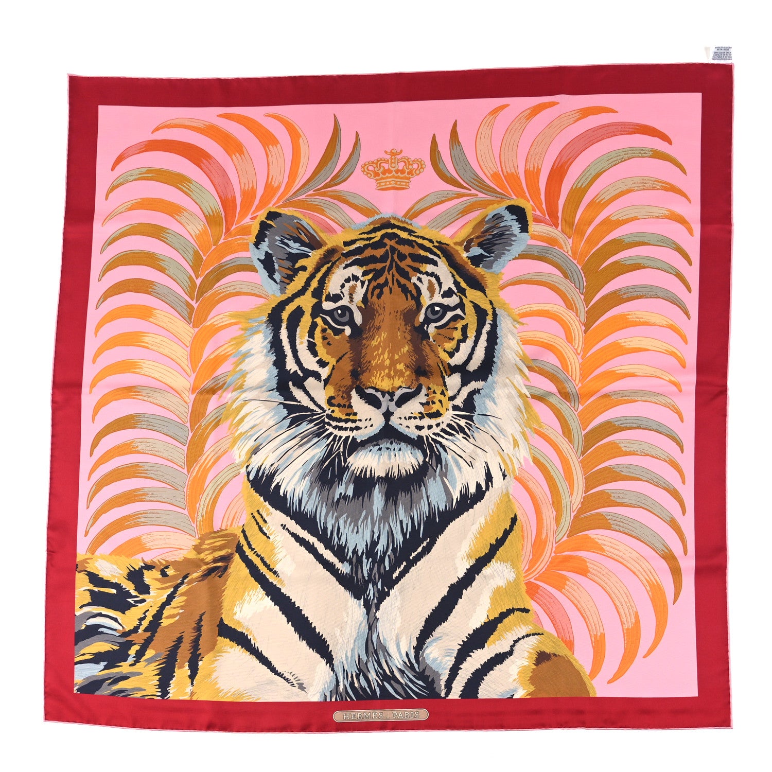 Hermes Silk Tiger Royal Double Face Scarf 90 Rose Bleu Multicolor 1 of 6