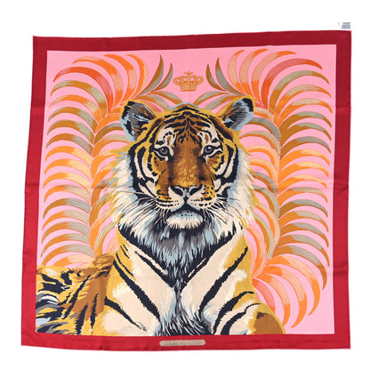Hermes Silk Tiger Royal Double Face Scarf 90 Rose Bleu Multicolor 1 of 6