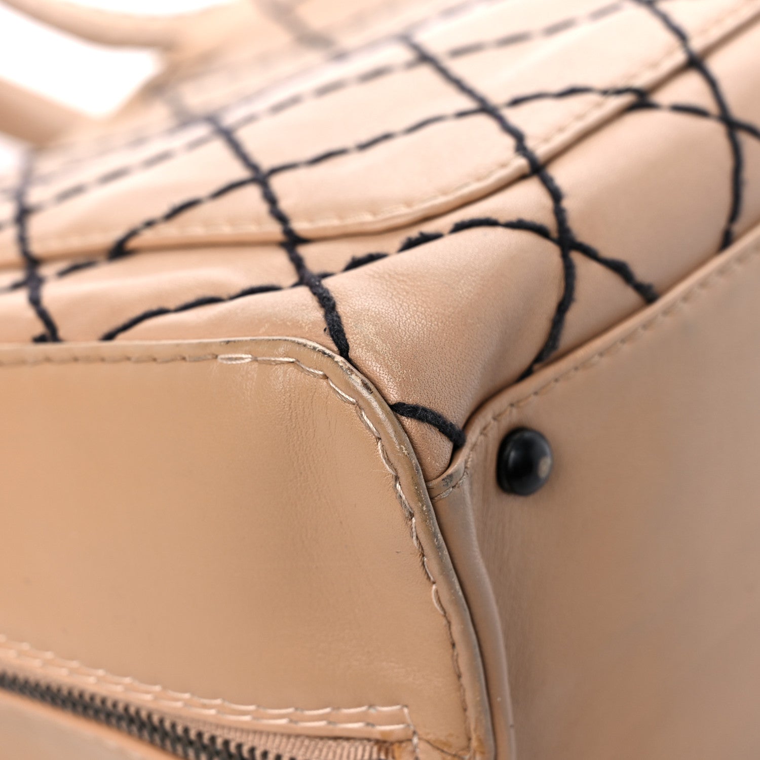 Chanel Calfskin Wild Stitch Vertical Top Handle Bag Beige 12 of 36