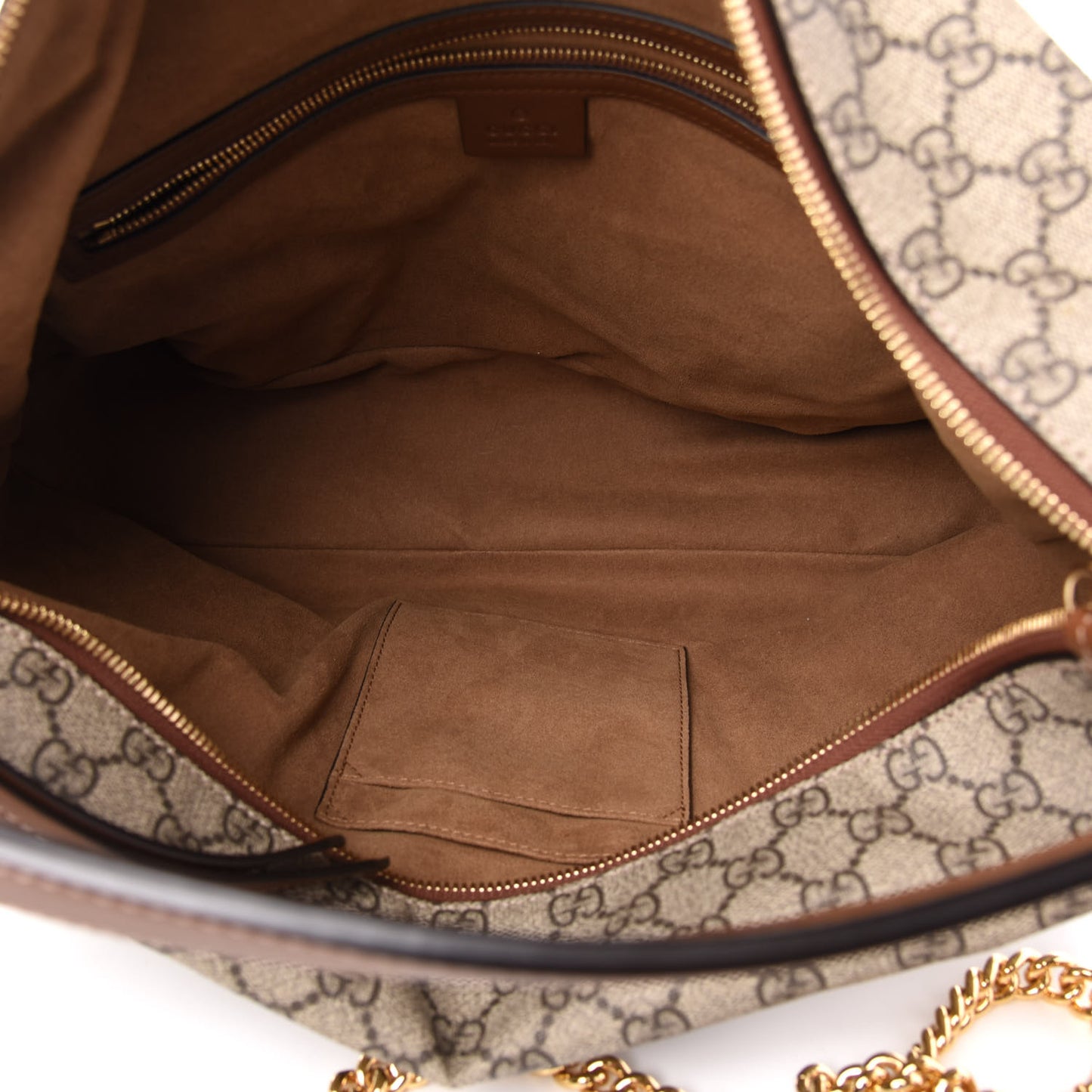 GG Supreme Monogram Large Linea A Hobo Light Brown