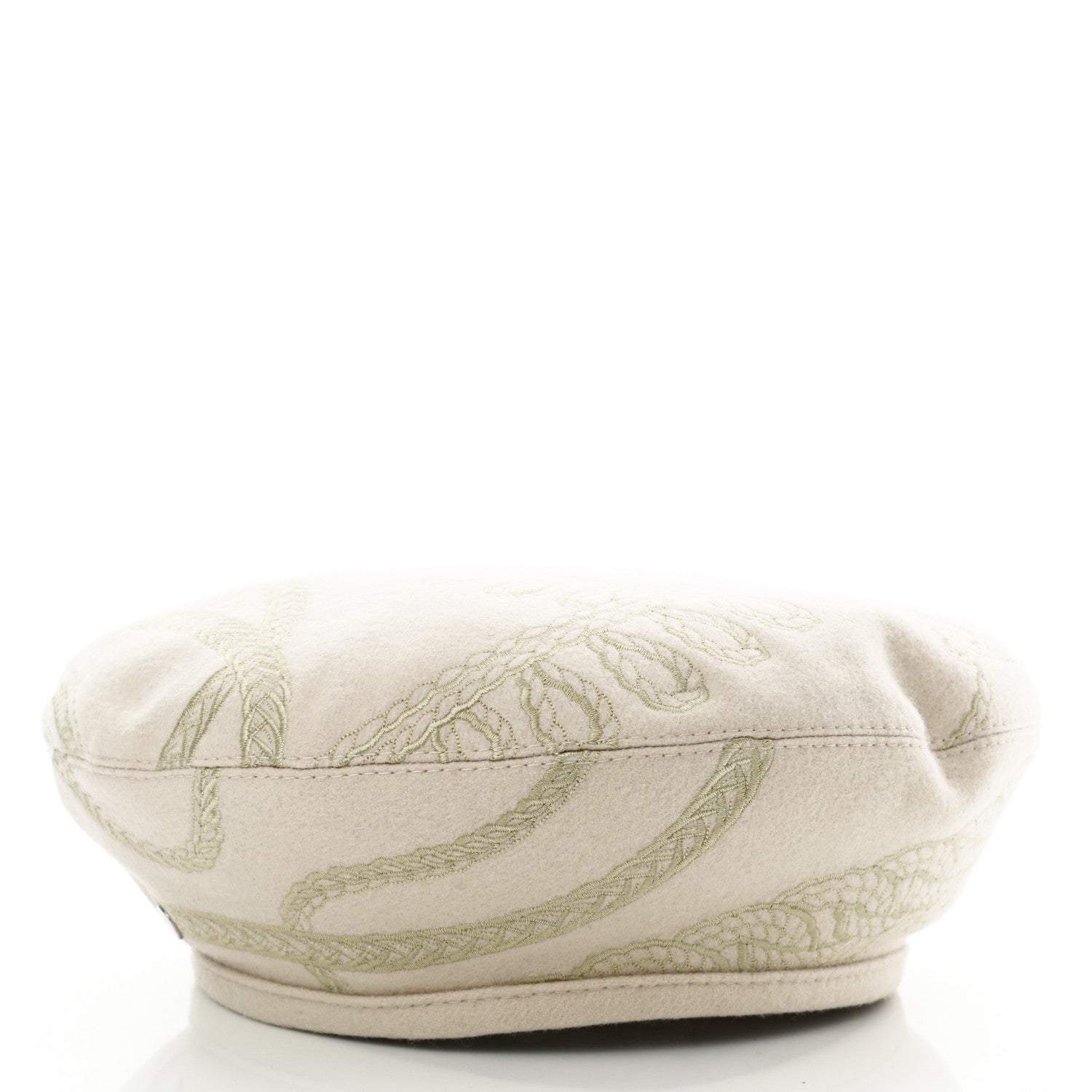 Hermes Wool Embroidered Saint-Honore en Finesse Beret 57 White Casse 3 of 7
