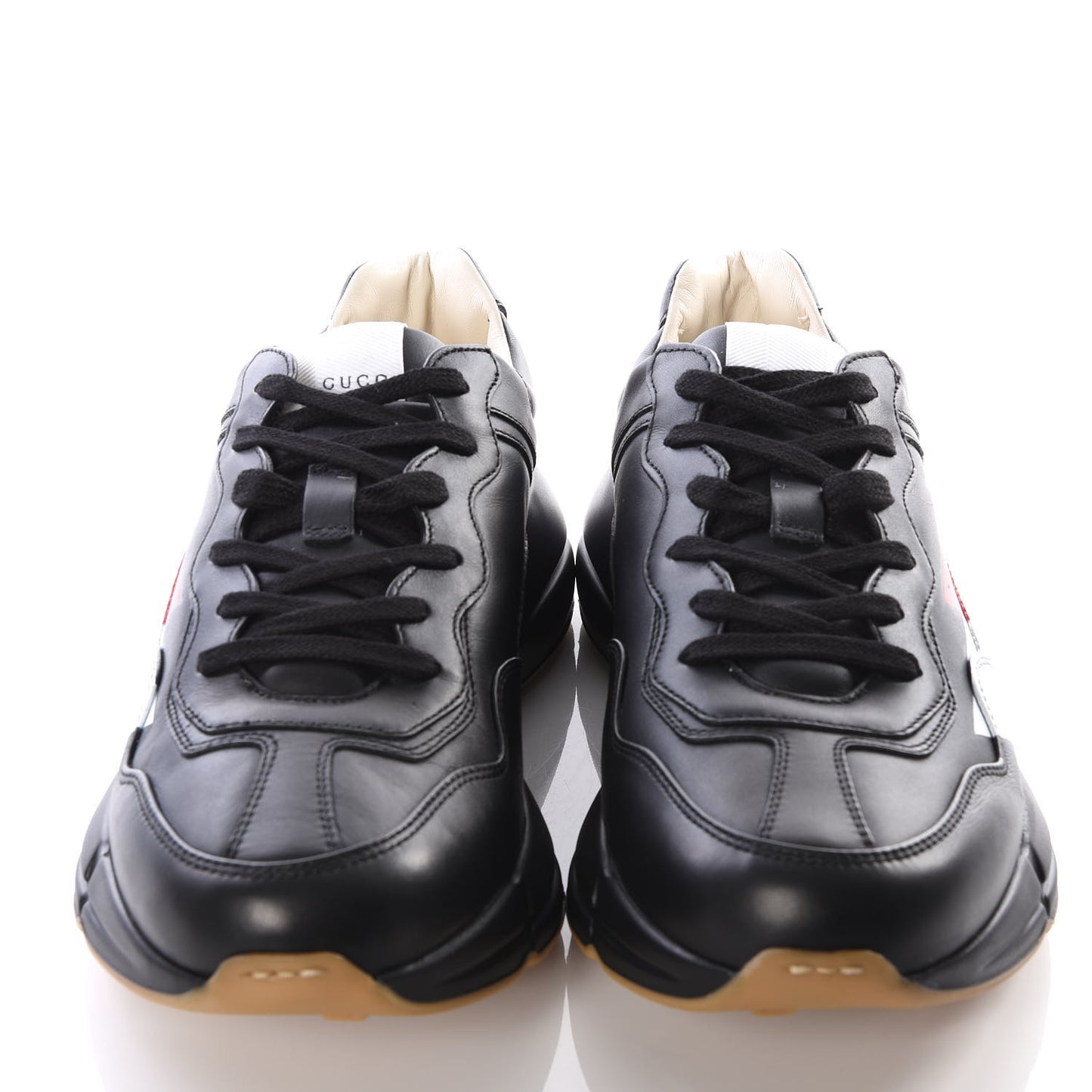 Calfskin Web Printed Mens Rhyton Sneakers 8.5 Black