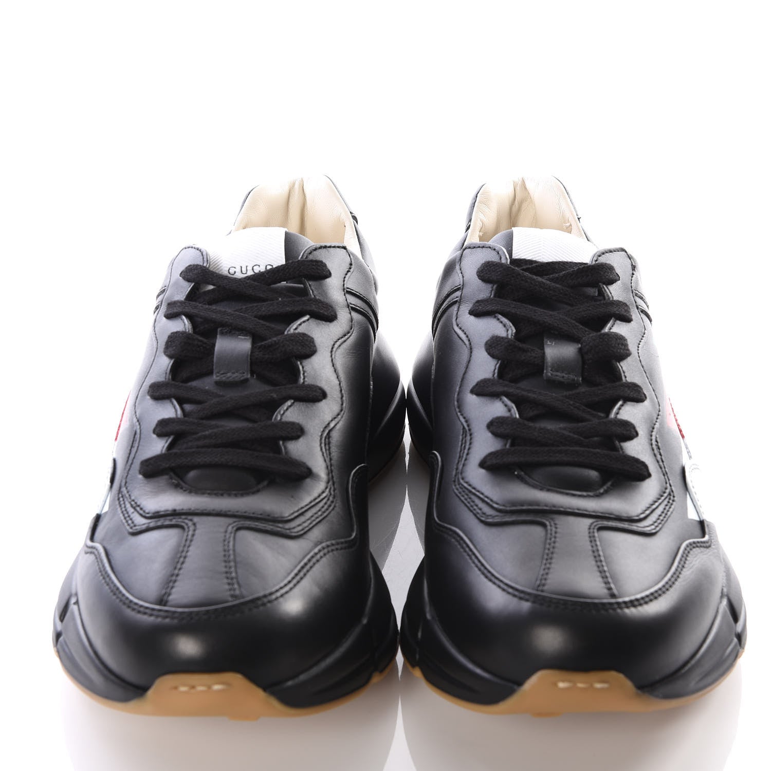 Gucci Calfskin Web Printed Mens Rhyton Sneakers 8.5 Black 3 of 10