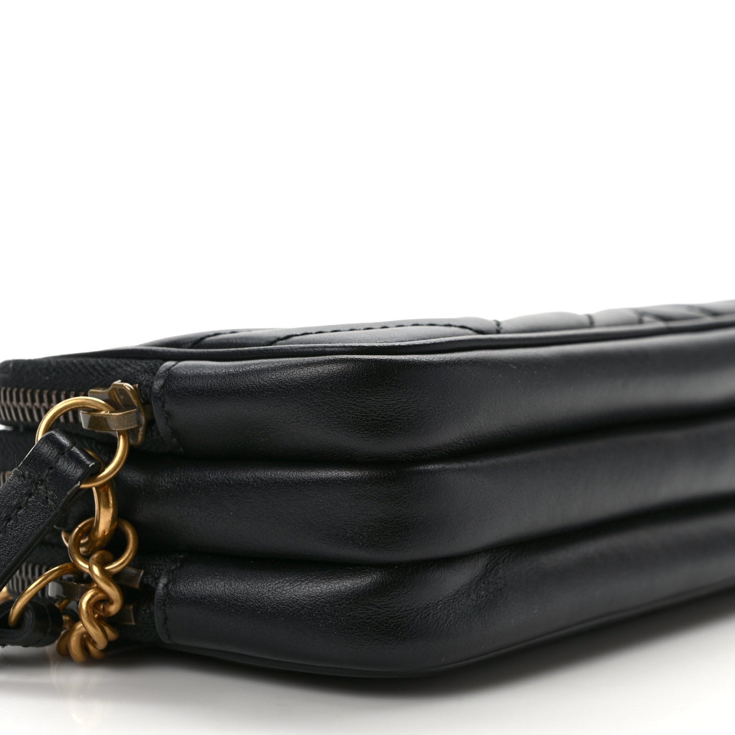 Calfskin Matelasse Mini GG Marmont Chain Crossbody Bag Black