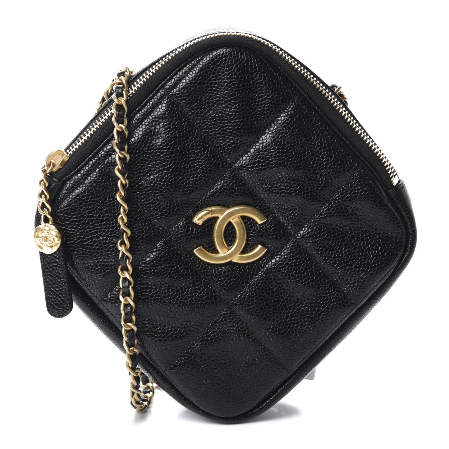 Caviar Quilted Diamond Clutch With Chain Black